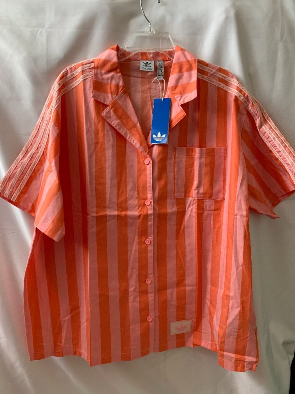ADIDAS ORIGINALS Summer Glow Resort Button Up Shirt in Pink/Orange Sz MEDIUM
